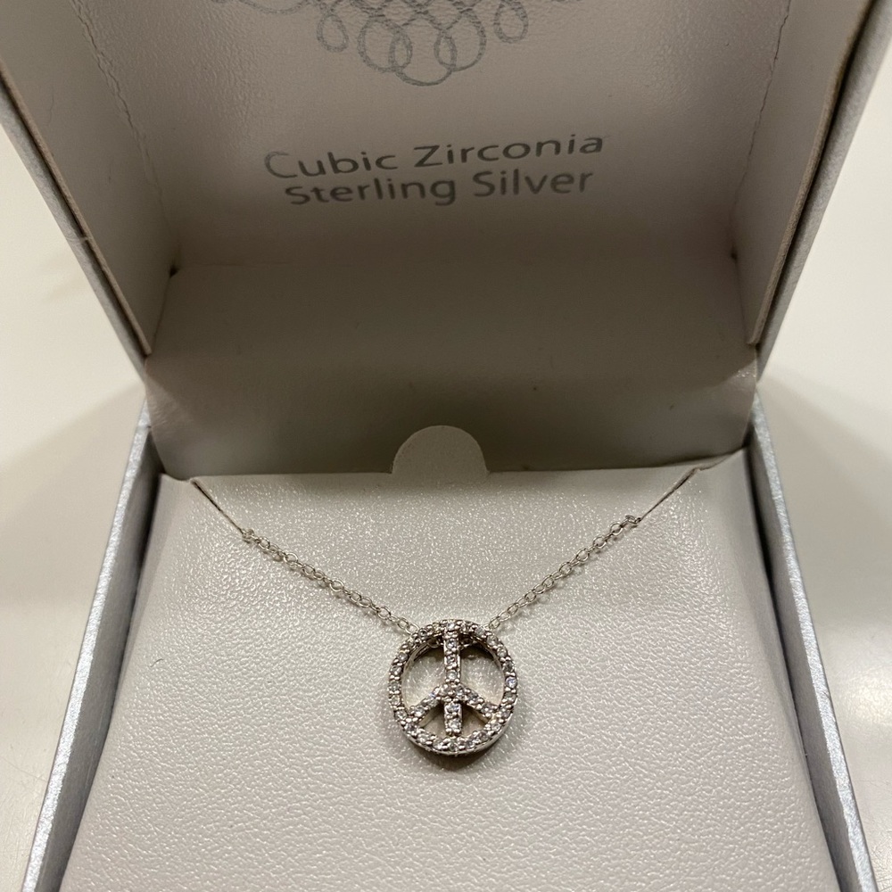 Cubic Zirconia sterling silver cross necklace